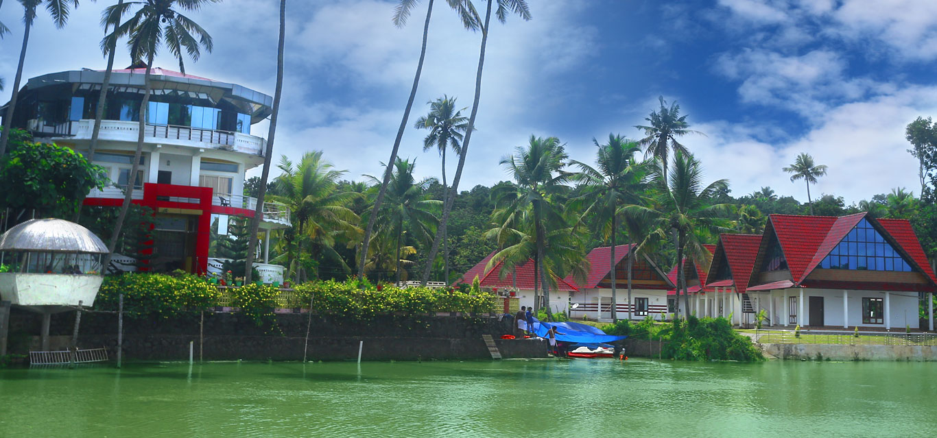 Resort buildings seen from the water